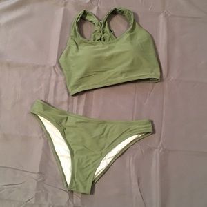 Cupshe Matcha Mousse Solid Bikini Set Medium